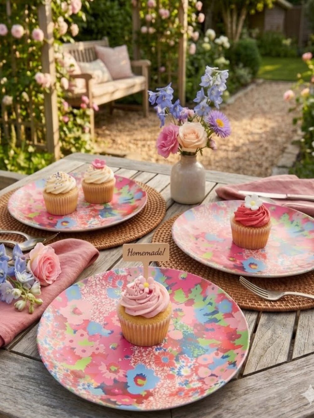 Set of 3 Sarah Campbell for Anthropologie 11" Floral Melamine Dinner Plates